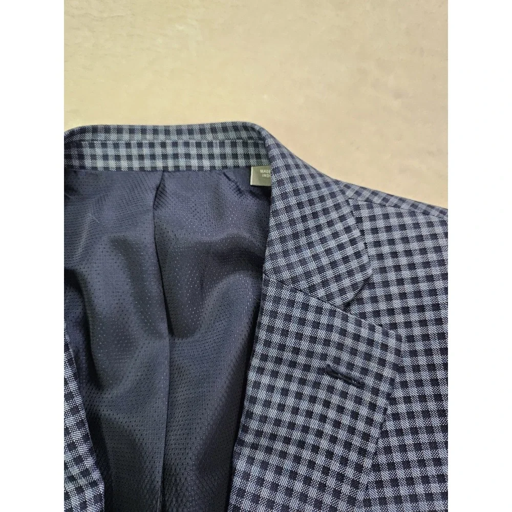 Michael Kors Mens Classic Fit Sport Coat Blazer 40 R Blue‎ Checked